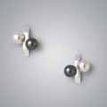 Percentage Pearl Earrings with Natural Multicolor and Treated Black Freshwater Pearls