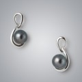 Treble Pearl Earrings with Treated Black Freshwater Pearls