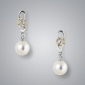 2 Tone Pearl Earrings with White Freshwater Pearls