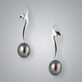 Pearl Earrings with Treated Black Freshwater 8.5-8.0 mm Pearls