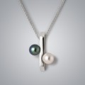Percentage Pearl Pendant with Natural Multicolor and Treated Black Freshwater Pearls