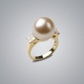 Pearl Ring with Natural Champagne South Sea 14.0-13.0 mm Pearl