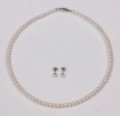 White Freshwater Pearl Set, Necklace, Earrings, 5.0-4.5mm 
