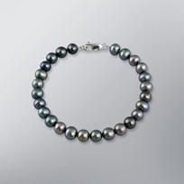 Pearl Bracelet with Treated Black Freshwater Pearl, 7.0mm, 18KW