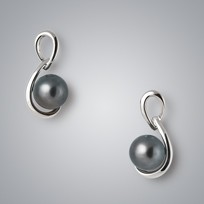 Treble Pearl Earrings with Treated Black Freshwater Pearls