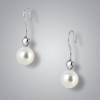 Shepherd Hook Pearl Earrings with White Freshwater Pearls