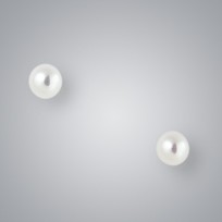 Pearl Stud Earrings with White Freshwater 6.0-5.5 mm Pearls