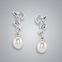 Small Heart Pearl Earrings with White Freshwater Pearls