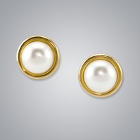 Pearl Earrings with Button Freshwater 8.5-8.0 mm Pearls