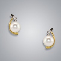 Pearl Earrings with White Freshwater 7.5-7.0 mm Pearls