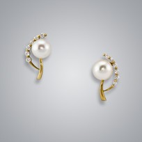 Moon Diamond Pearl Freshwater Pearl Earring