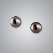 Pearl Stud Earring with Natural Black South Sea 10.0-9.0 mm Pearls