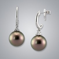Pearl Earring with Natural Black South Sea 11.0-10.0 Pearls