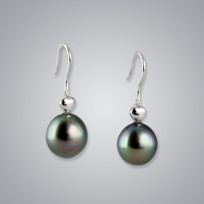 Pearl Earring with Natural Black South Sea 11.0-10.0 mm Pearls