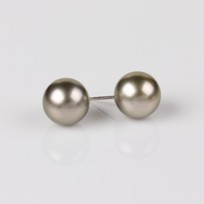 Natural Black South Sea Pearls, Stud Earring, 13.0mm, 18KW