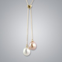 Pearl Necklace Chain with White and Natural Muticolor Freshwater 11.0-10.5 mm Pearls