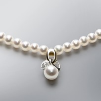 2 Tone Pearl Necklace with White Freshwater Pearls