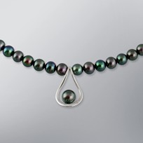 Pearl Necklace with Treated Black Freshwater 7.5-6.0 mm Pearls
