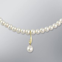 Pearl Necklace with White Freshwater 8.5-6.5 mm Pearls