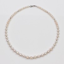 Graduated Freshwater Pearl Necklace with beads, 8.0- 5.0mm, 18KW