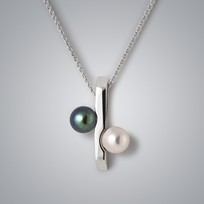 Percentage Pearl Pendant with Natural Multicolor and Treated Black Freshwater Pearls