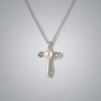 Cross Pearl Pendant with Natural Multicolor Freshwater Pearls