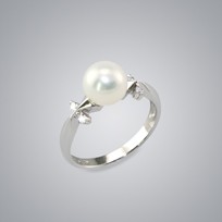Pearl Ring with White Freshwater 8.0-7.5 mm Pearl