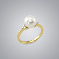 Pearl Ring with White Freshwater 9.0-8.5 Pearl