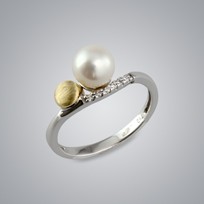 Pearl Ring with White Freshwater 7.0-6.5 mm Pearl