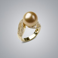 Pearl Ring with Natural Golden South Sea 13.0-12.0 mm Pearl