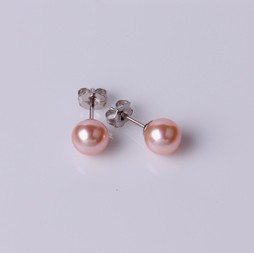 Freshwater Pearl Natural Multicolor, Stud Earring, 6.5mm, 18KW