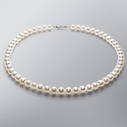 Pearl Necklace with White Freshwater 8.0-7.5 mm Pearls