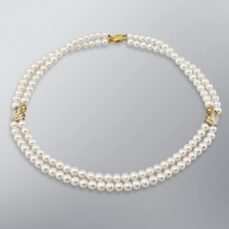 2 Strand Pearl Necklace with White Freshwater Pearls