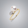 2 Tone Pearl Ring with White Freshwater Pearl