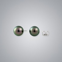 Japanese Akoya Pearl, Stud Earrings, 9.0mm, 18KW