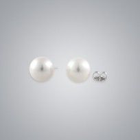 White Freshwater Pearl Stud Earrings, 10mm 