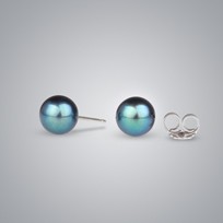 Pearl Earrings with Treated Black Freshwater 7.0-6.5 mm Pearls