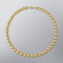 Japanese Akoya Pearl Strand Necklace, Treated Golden, 9.0mm, 18KY 