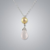 Pearl Pendant with Treated Golden Japanese Akoya 9.0-8.5 mm Pearls