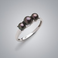 3 Pearl Ring Treated Black Freshwater Pearls