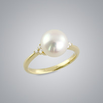 Pearl Ring with White Freshwater 9.0-8.5 mm Pearl