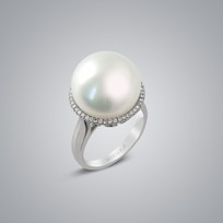 Pearl Ring with White South Sea 16.0-15.0 mm Pearls